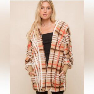 401. Oversized Hoodie Jacket Open Cardigan Pockets Taupe Mix OSFM Restocked